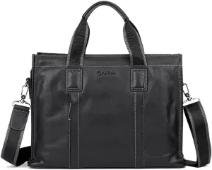 2022 New Genuine Leather Casual business affairs Men Handbag Man Briefcase Business Shoulder Black Classic Crossbody 14 Inch