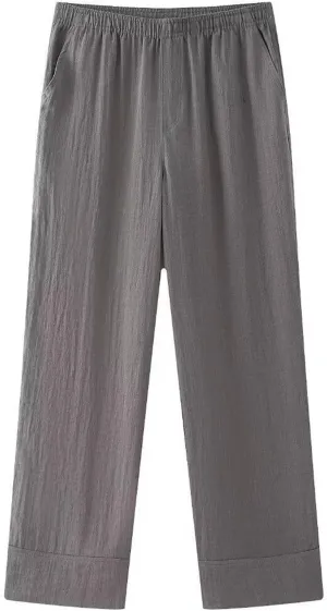 2025 Fashion Pants for Women Solid Elastic High Waist Wide Leg Trousers Casual Comfy Lightweight Pants with Pockets