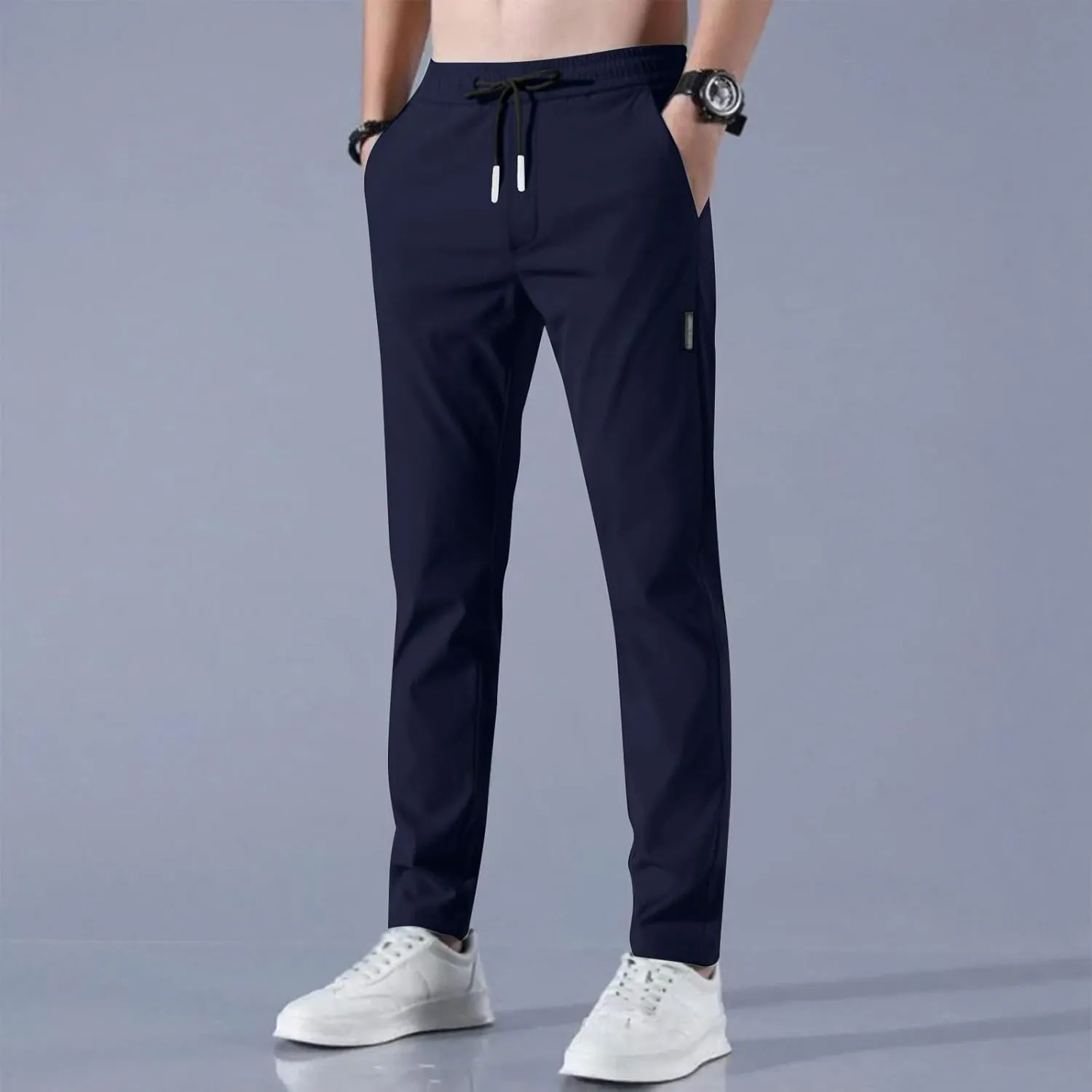 2025 Mens Stretch Pants Summer Thin Business Casual Breathable Straight Leg Tracksuit Pants