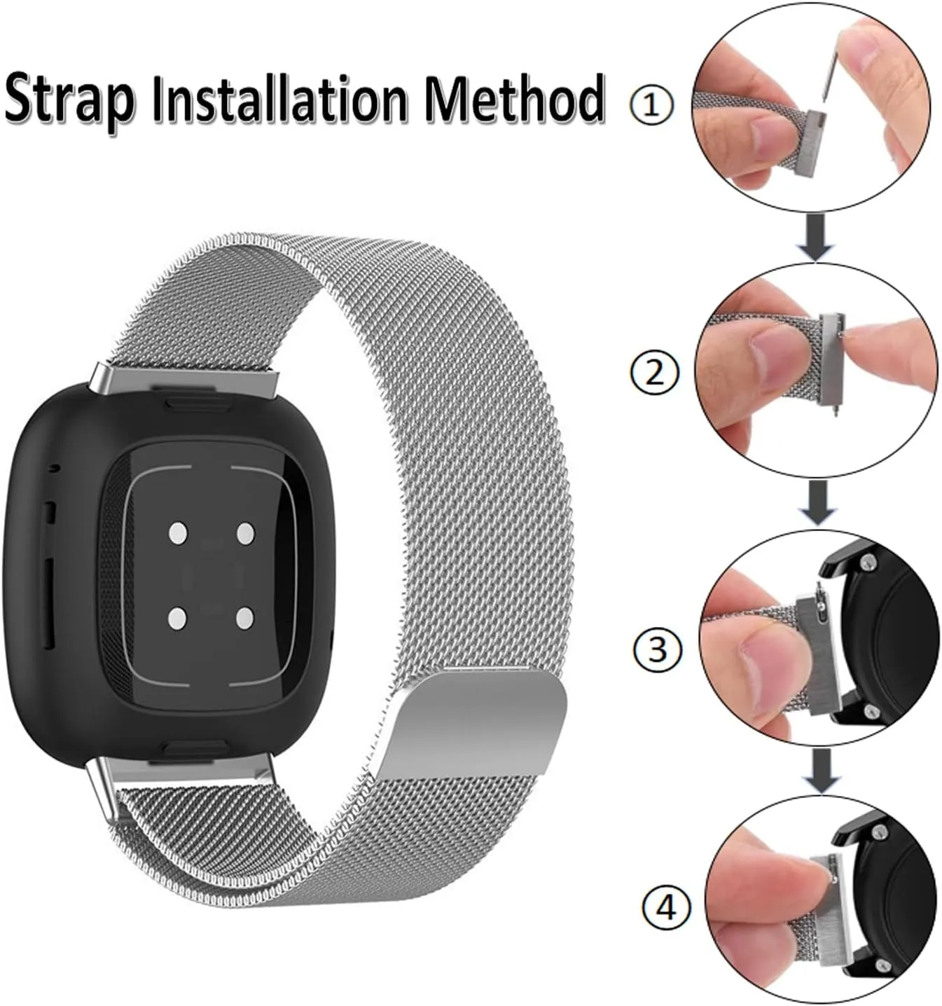 20mm 22mm Watch Straps,Quick Release Watch Strap,Magnetic Watch Band,Adjustable Magnetic Clasp Metal Milanese Mesh Loop Band Stainless Steel Watch Strap(USBE_Watchband_01_Parent)