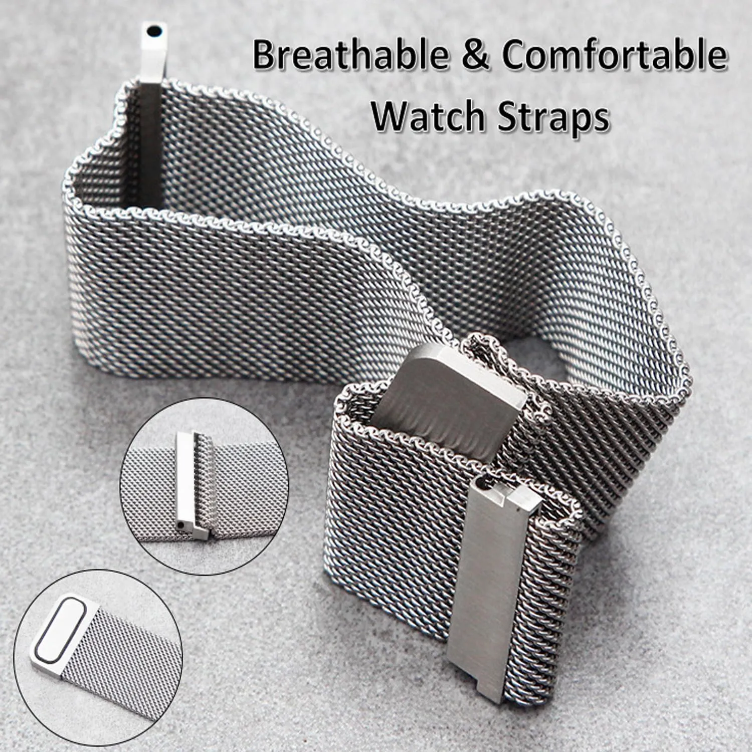 20mm 22mm Watch Straps,Quick Release Watch Strap,Magnetic Watch Band,Adjustable Magnetic Clasp Metal Milanese Mesh Loop Band Stainless Steel Watch Strap(USBE_Watchband_01_Parent)