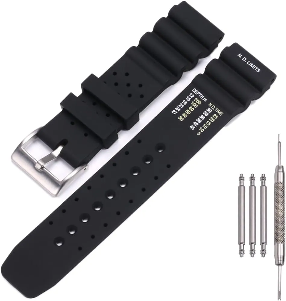 22mm Silicone Watch Band Compatible with Citizen smart gen2 diver DAL1BP Men's Sport Waterproof Dive Strap Bracelet Watch Accessories