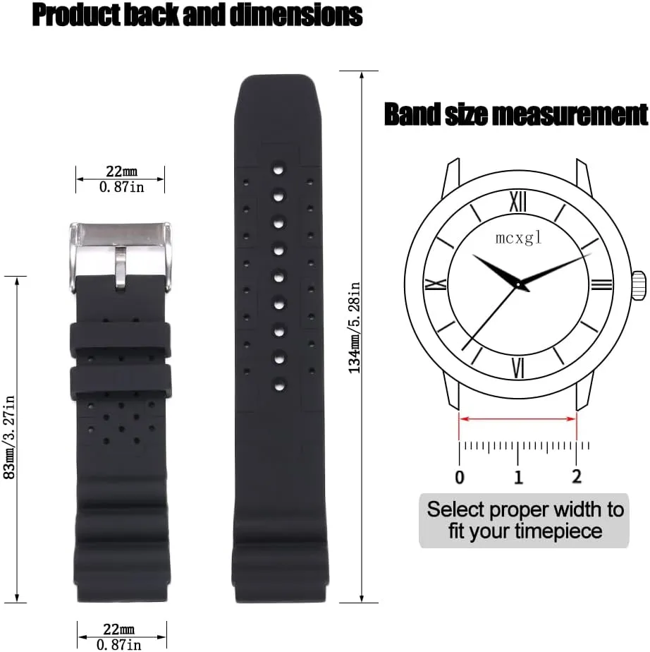 22mm Silicone Watch Band Compatible with Citizen smart gen2 diver DAL1BP Men's Sport Waterproof Dive Strap Bracelet Watch Accessories