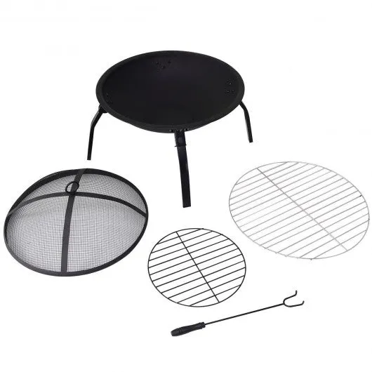 22" Outdoor Portable Folding 4 Legs Fire Pit Fireplace
