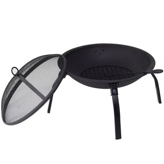 22" Outdoor Portable Folding 4 Legs Fire Pit Fireplace