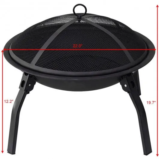 22" Outdoor Portable Folding 4 Legs Fire Pit Fireplace