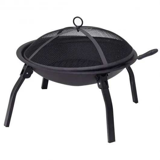 22" Outdoor Portable Folding 4 Legs Fire Pit Fireplace