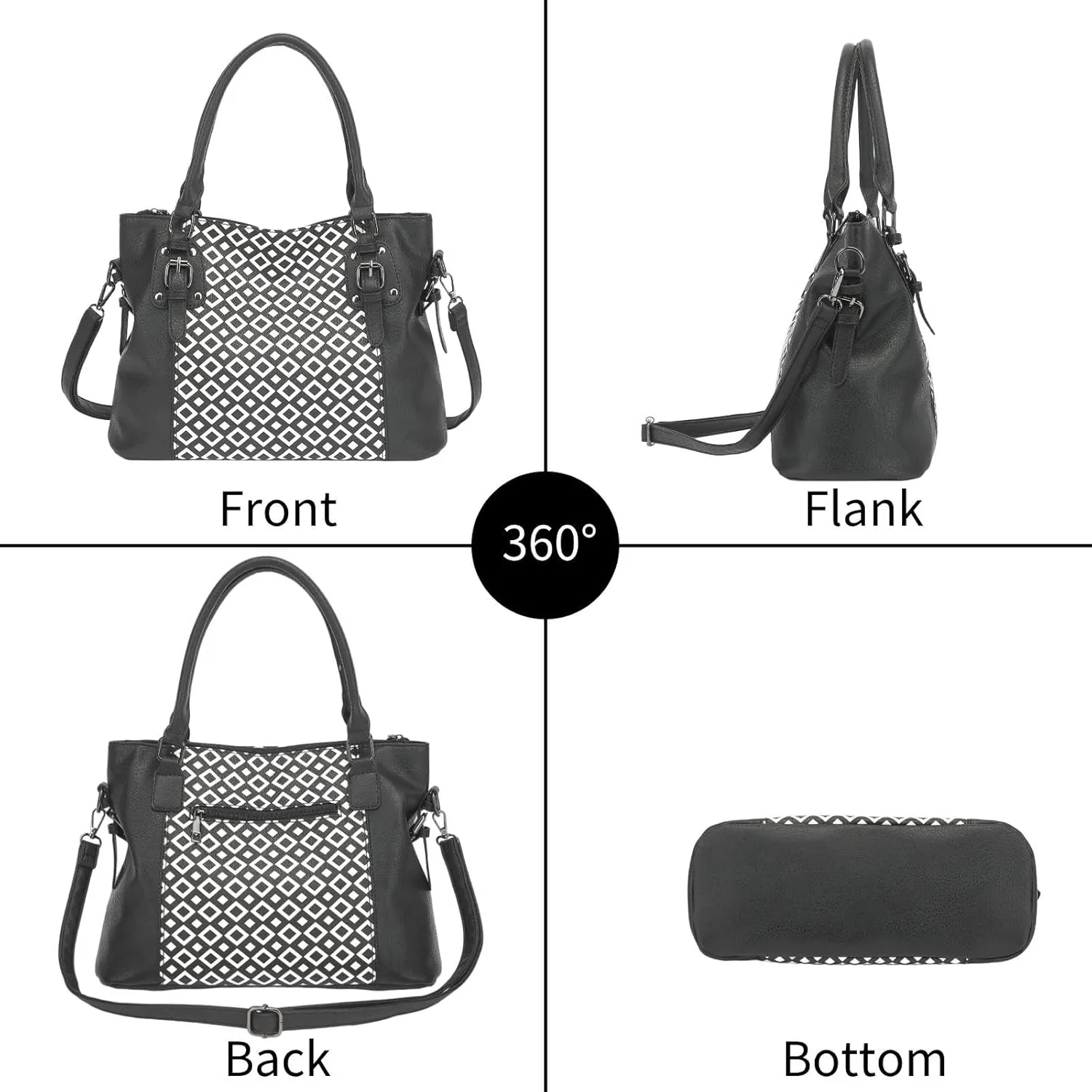 2PC Set Handbags Bags for Women Pu Leather Tote Purse Crossbody Bag with Pockets Top Handle Shoulder Satchel Bags for Ladies