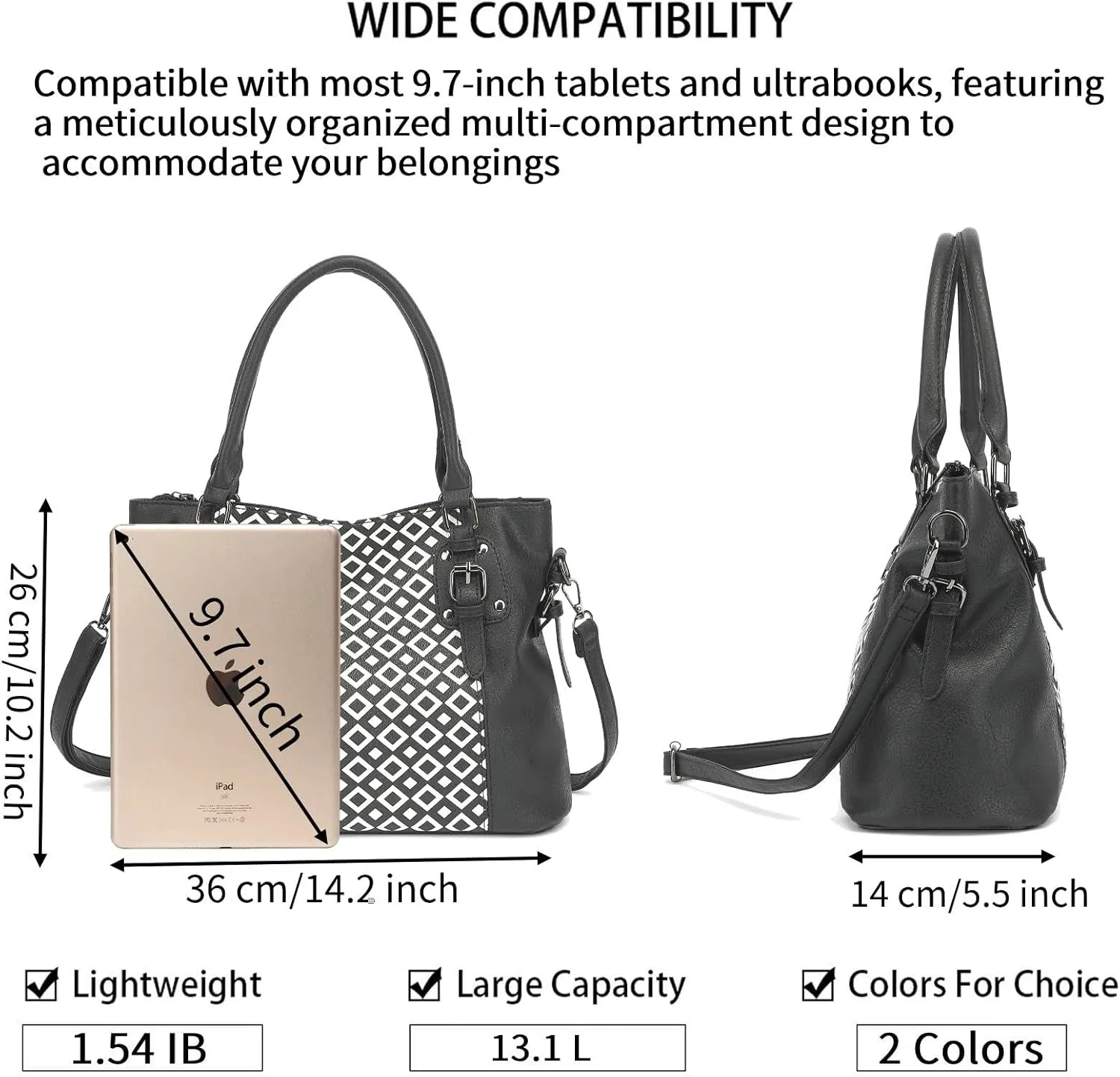 2PC Set Handbags Bags for Women Pu Leather Tote Purse Crossbody Bag with Pockets Top Handle Shoulder Satchel Bags for Ladies