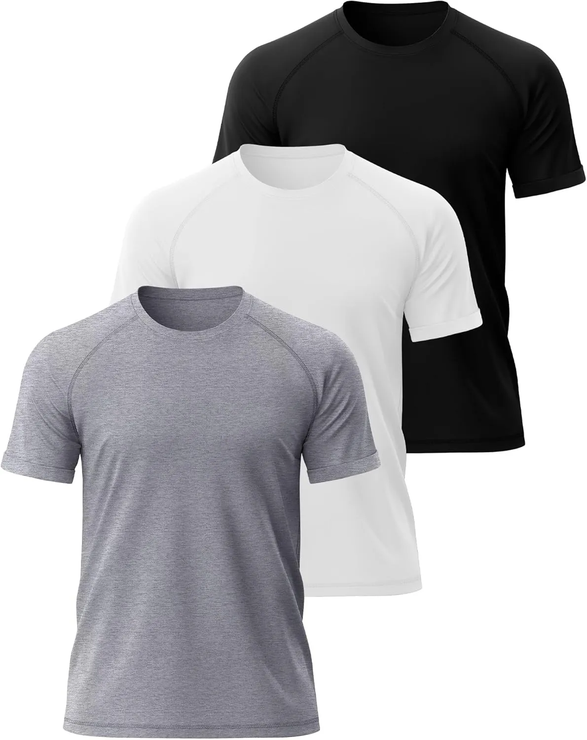 3 Pack Men's Big and Tall T-Shirts Cotton Workout Raglan Short Sleeve Shirts Casual Athletic Tee Basic Summer Tops