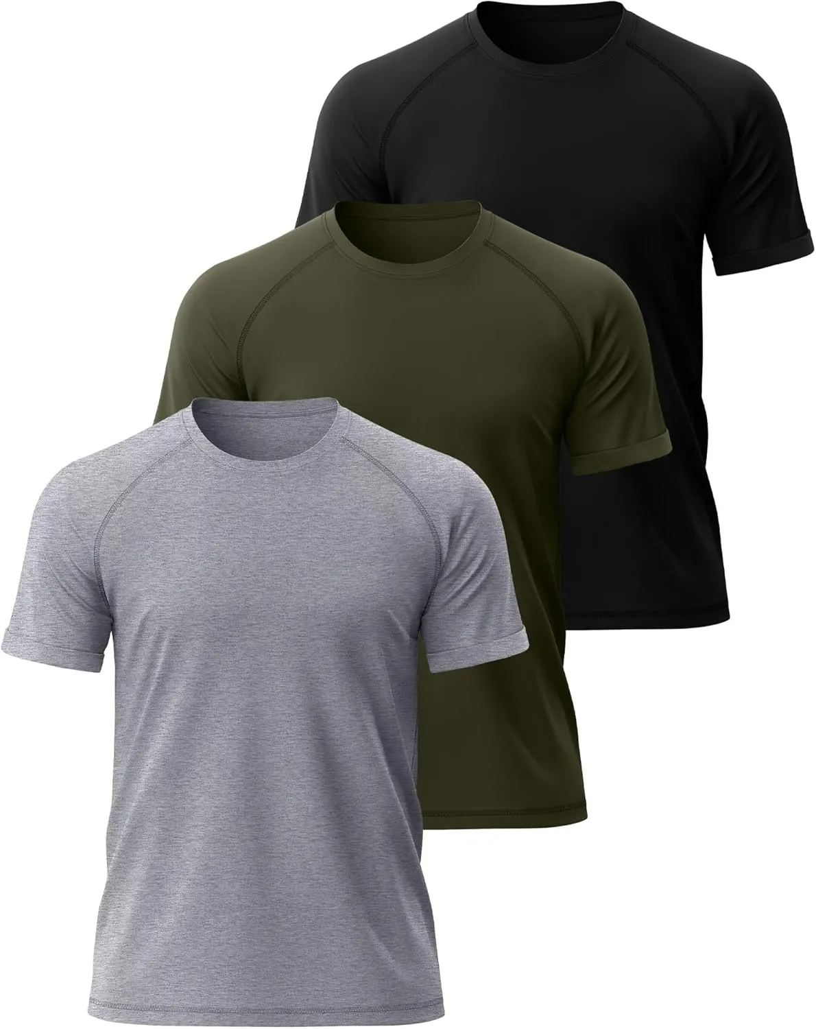 3 Pack Men's Big and Tall T-Shirts Cotton Workout Raglan Short Sleeve Shirts Casual Athletic Tee Basic Summer Tops