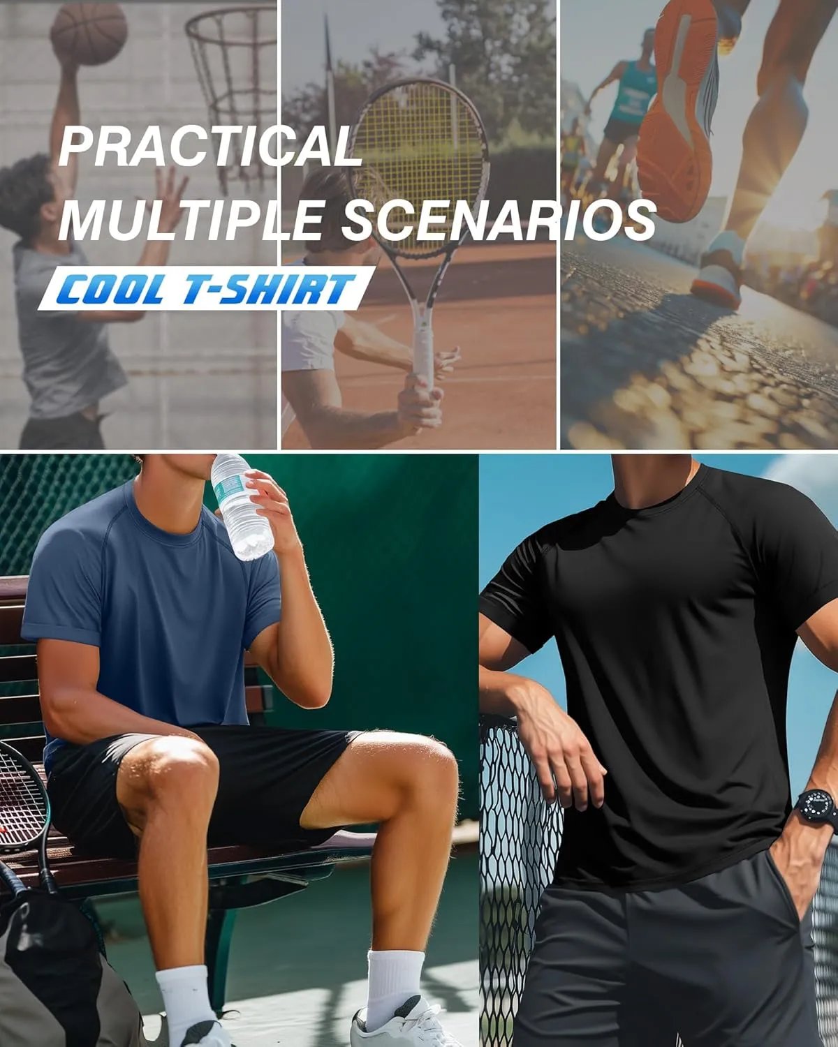 3 Pack Men's Big and Tall T-Shirts Cotton Workout Raglan Short Sleeve Shirts Casual Athletic Tee Basic Summer Tops