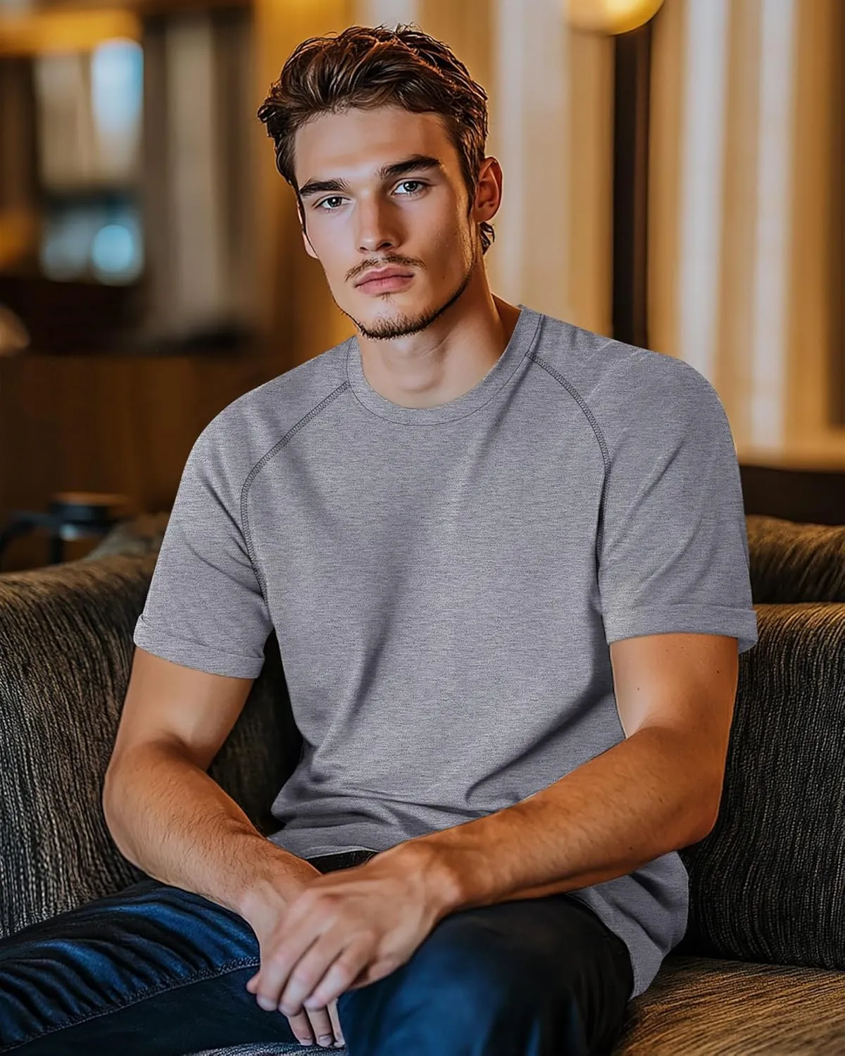 3 Pack Men's Big and Tall T-Shirts Cotton Workout Raglan Short Sleeve Shirts Casual Athletic Tee Basic Summer Tops