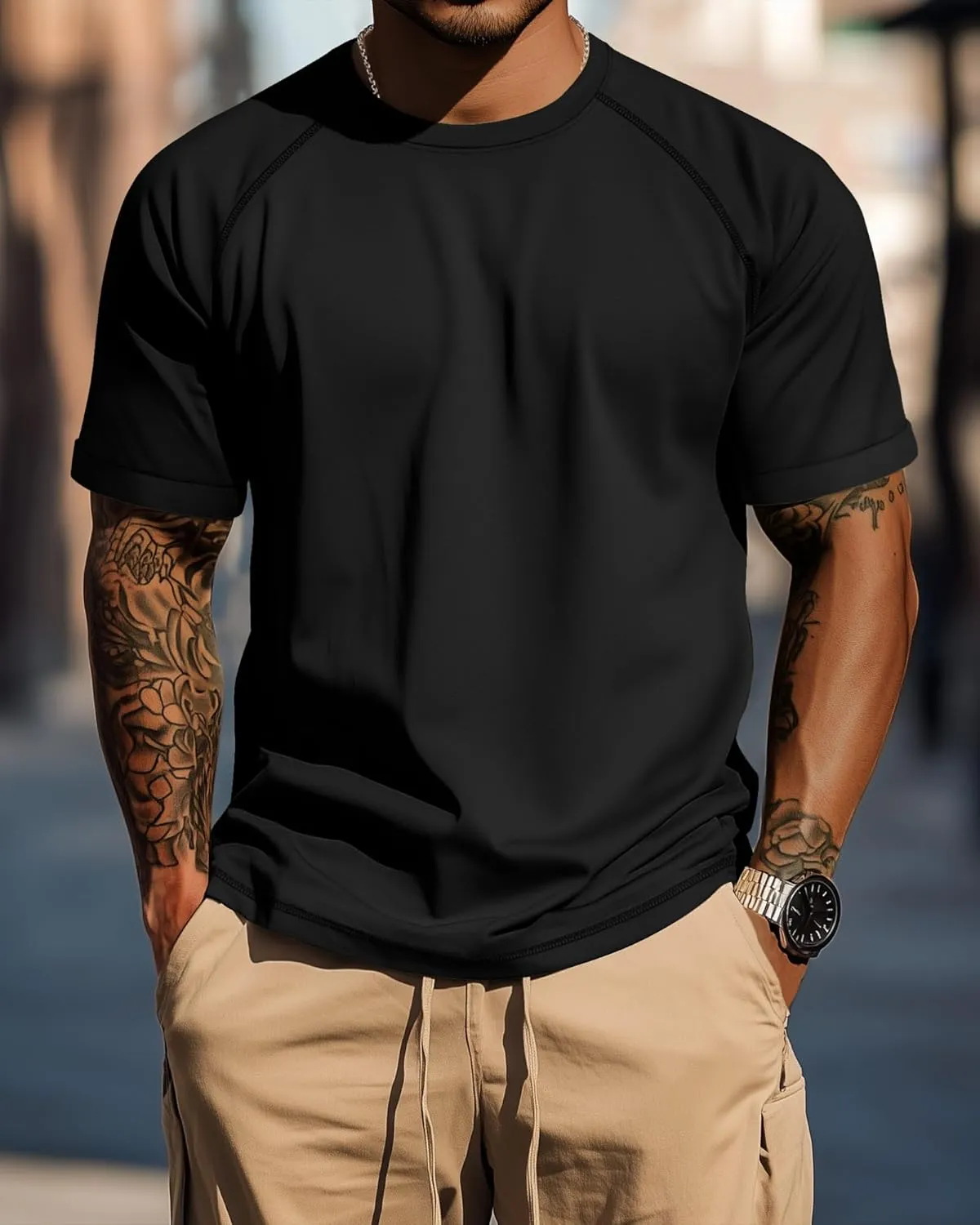 3 Pack Men's Big and Tall T-Shirts Cotton Workout Raglan Short Sleeve Shirts Casual Athletic Tee Basic Summer Tops