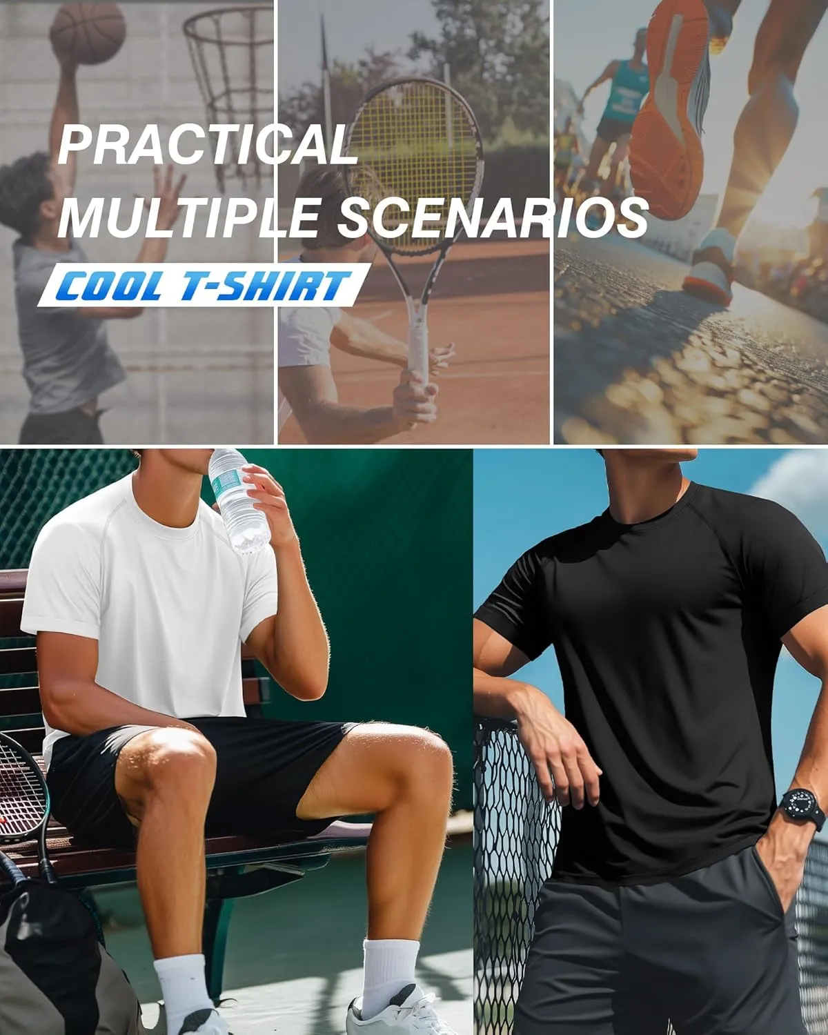 3 Pack Men's Big and Tall T-Shirts Cotton Workout Raglan Short Sleeve Shirts Casual Athletic Tee Basic Summer Tops