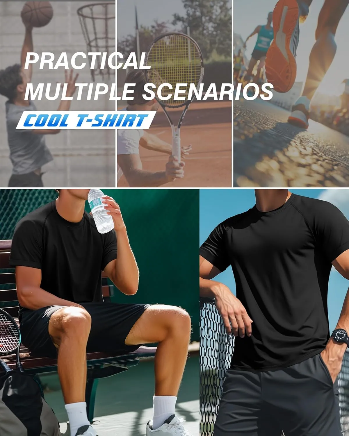 3 Pack Men's Big and Tall T-Shirts Cotton Workout Raglan Short Sleeve Shirts Casual Athletic Tee Basic Summer Tops