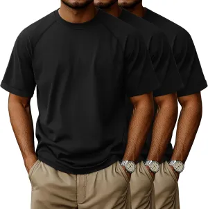 3 Pack Men's Big and Tall T-Shirts Cotton Workout Raglan Short Sleeve Shirts Casual Athletic Tee Basic Summer Tops