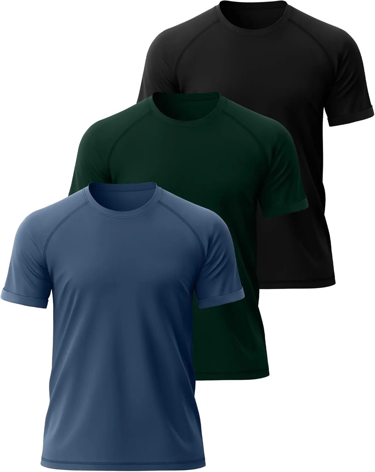 3 Pack Men's Big and Tall T-Shirts Cotton Workout Raglan Short Sleeve Shirts Casual Athletic Tee Basic Summer Tops