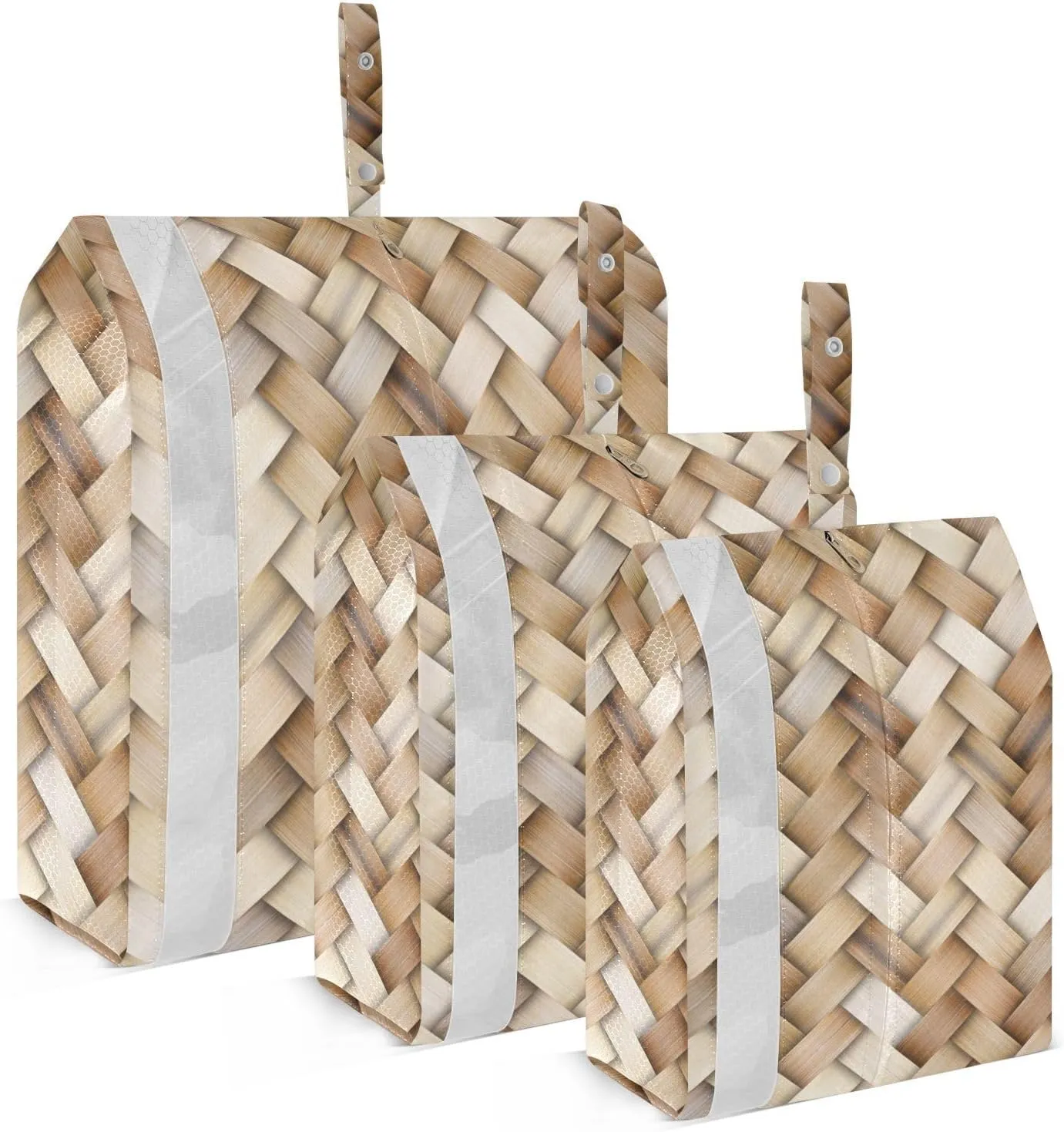 3d Print Wicker Rattan Packing Cubes Set of 3, Lightweight Travel Luggage Organizers Foldable Bags for Easy Packing and Organization