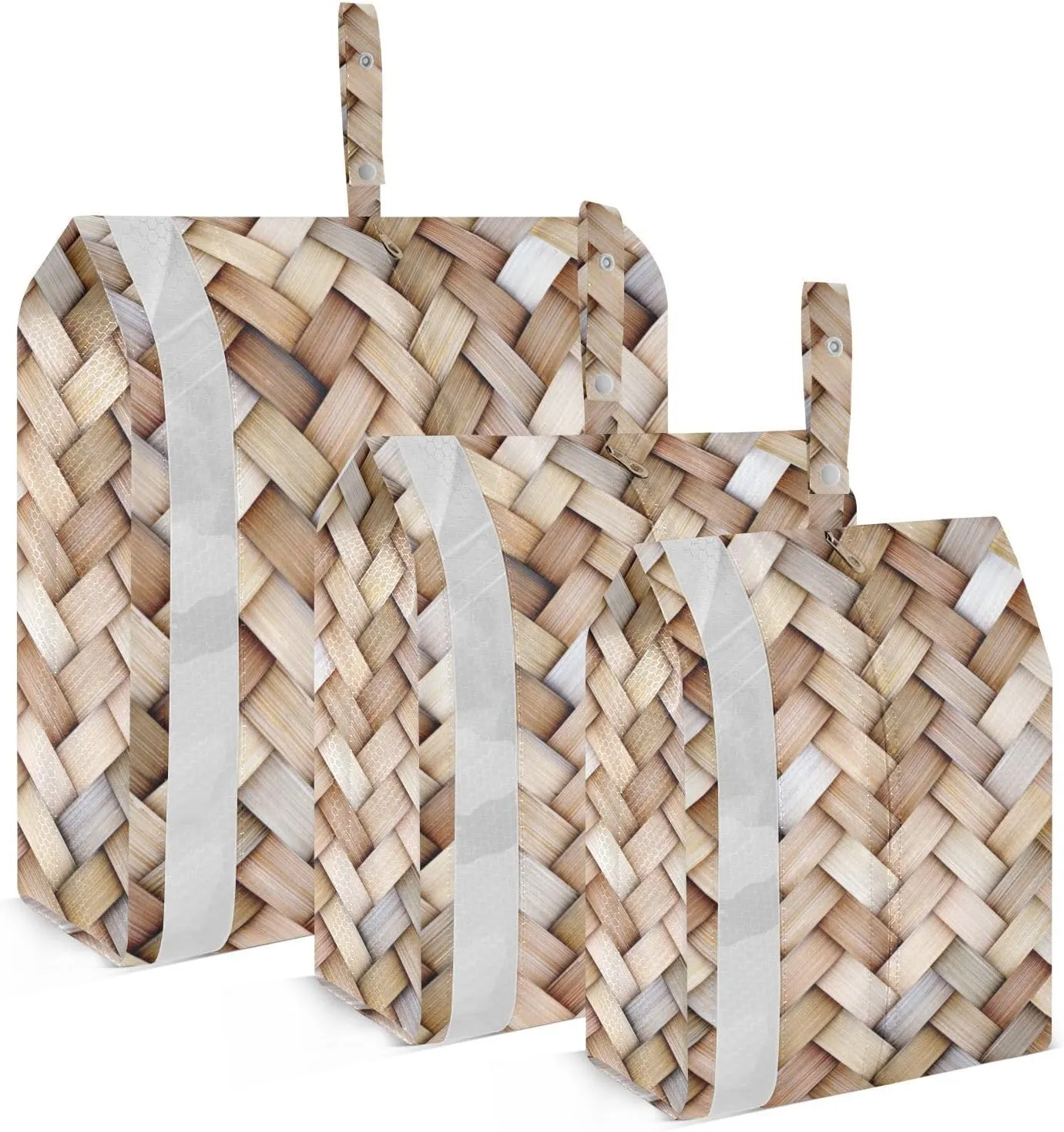 3d Print Wicker Rattan Packing Cubes Set of 3, Lightweight Travel Luggage Organizers Foldable Bags for Easy Packing and Organization