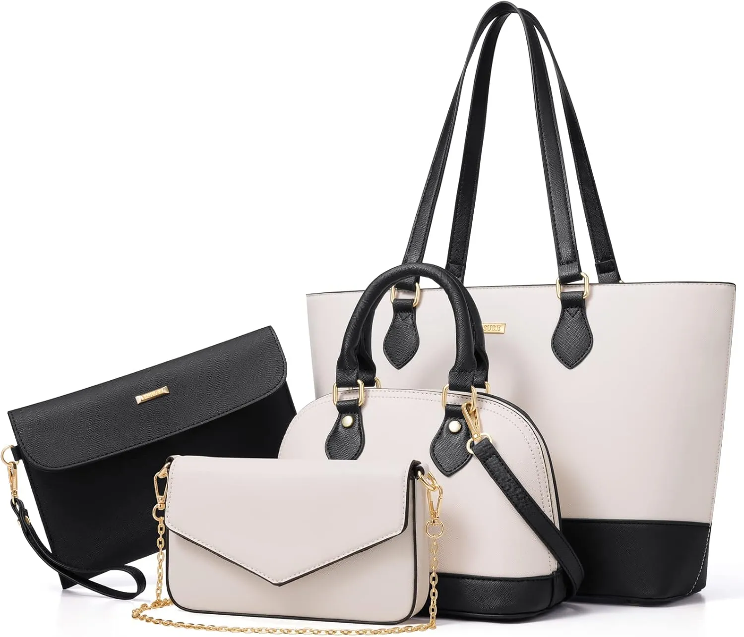 4PCS Women Fashion Handbags Purses Wallet Shoulder Bags Casual Tote Bag Crossbody Bags, Handbag Set Gift for Ladies Girls