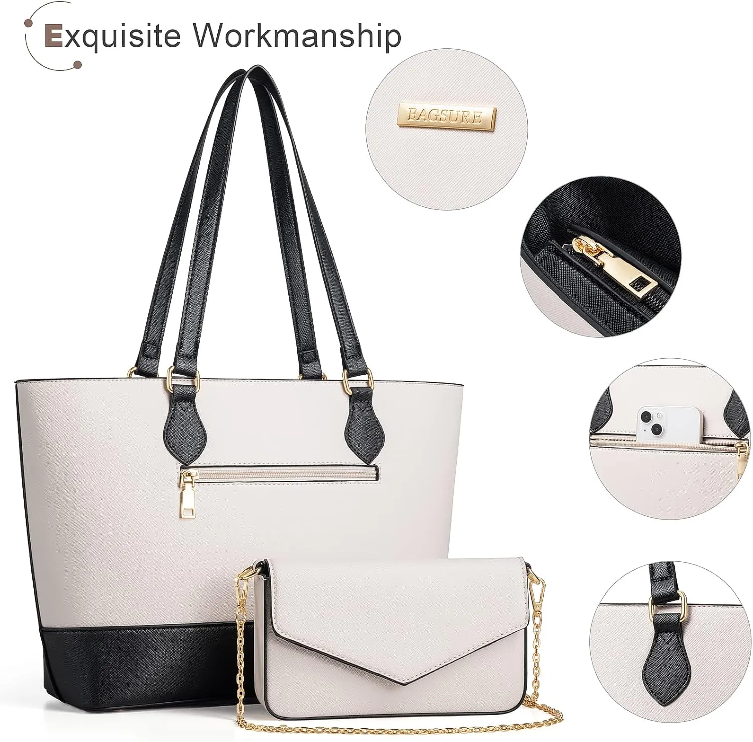 4PCS Women Fashion Handbags Purses Wallet Shoulder Bags Casual Tote Bag Crossbody Bags, Handbag Set Gift for Ladies Girls