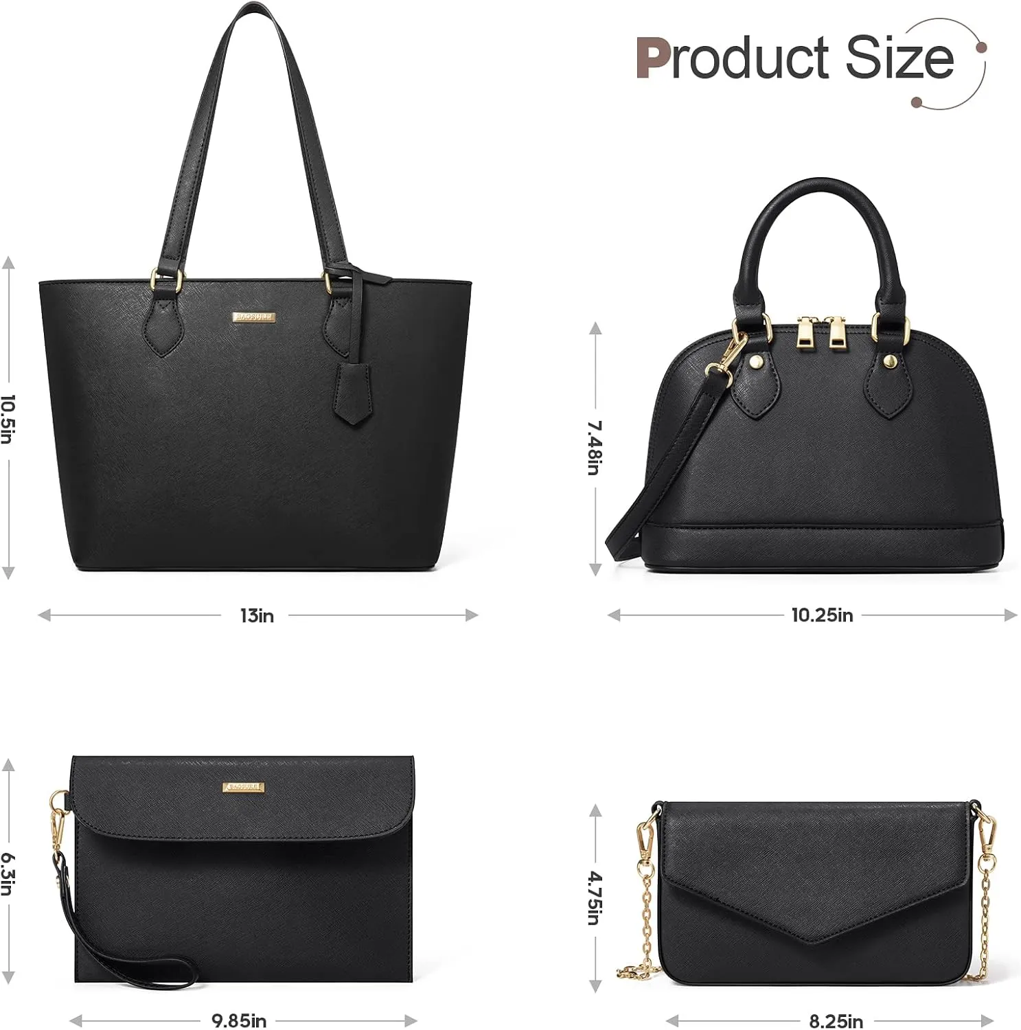4PCS Women Fashion Handbags Purses Wallet Shoulder Bags Casual Tote Bag Crossbody Bags, Handbag Set Gift for Ladies Girls
