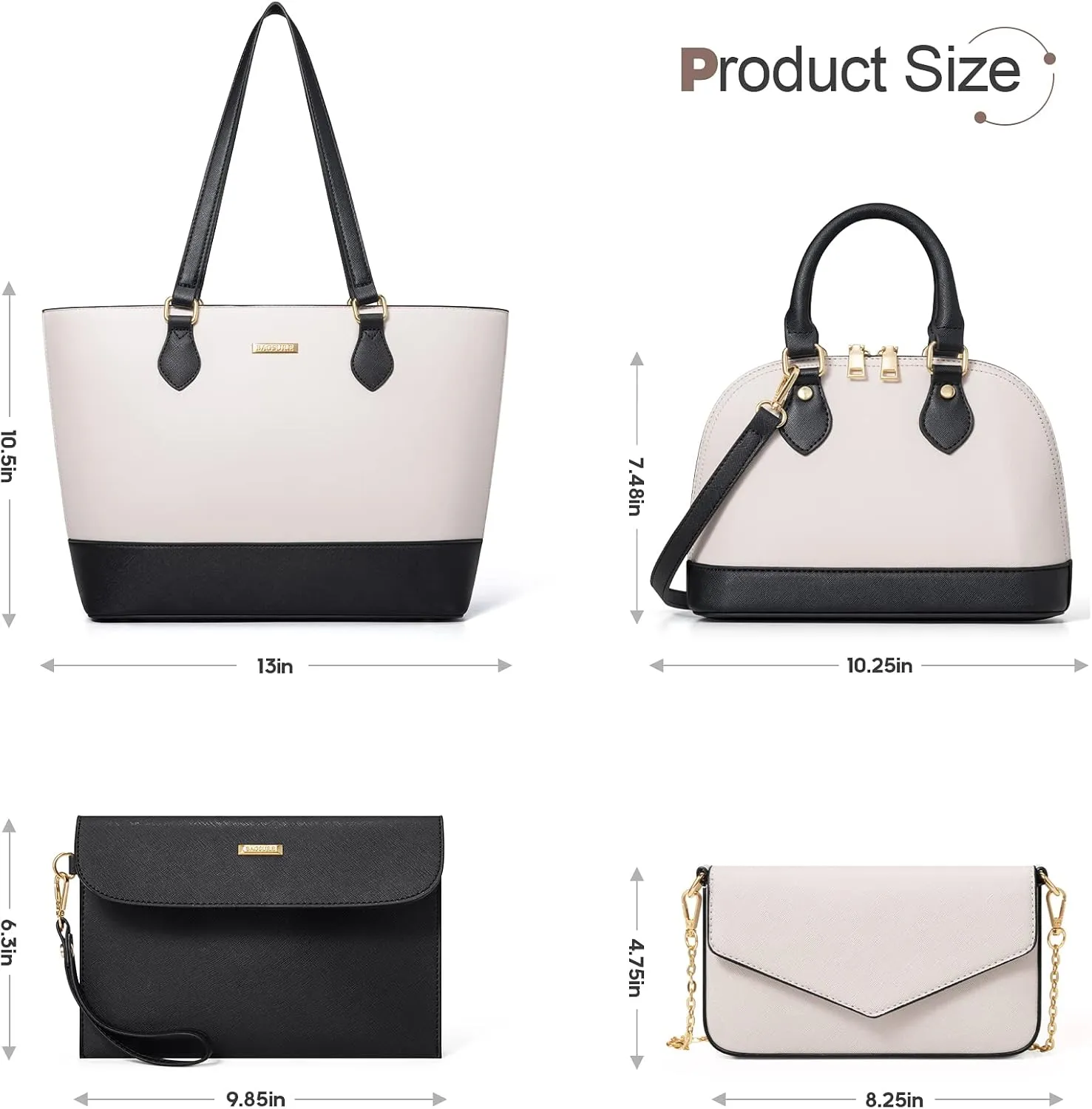 4PCS Women Fashion Handbags Purses Wallet Shoulder Bags Casual Tote Bag Crossbody Bags, Handbag Set Gift for Ladies Girls