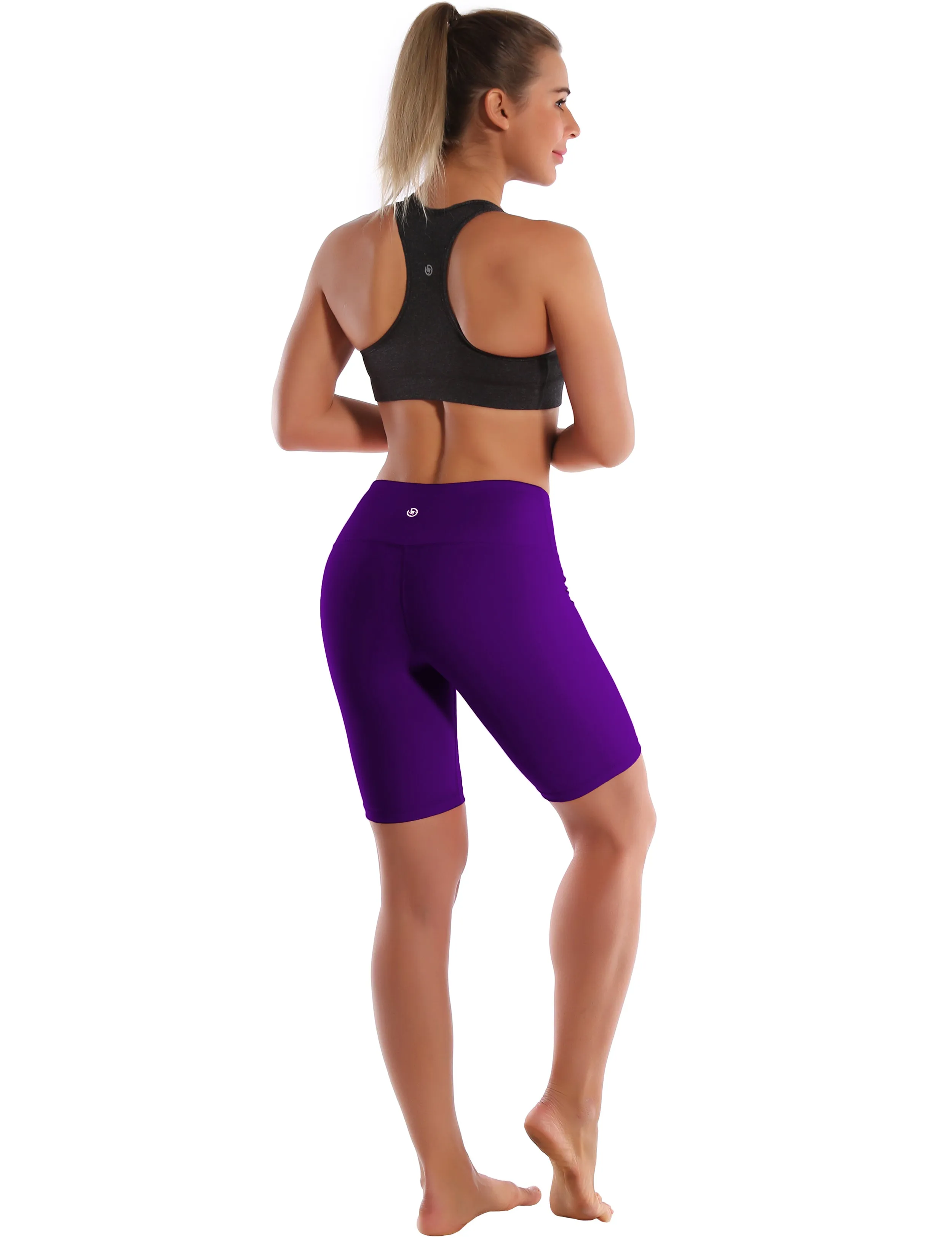 8" High Waist Yoga Shorts eggplantpurple
