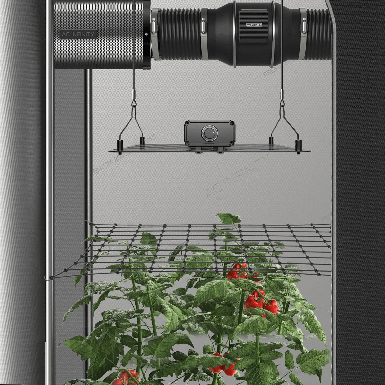 AC Infinity Grow Tent Trellis Netting, Flexible Elastic Cords, 5x5'