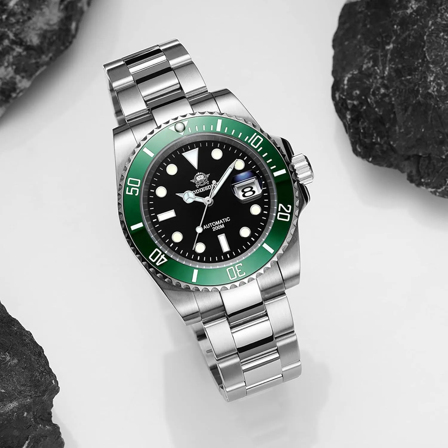ADDIESDIVE Automatic Dive Watch for Men Steel Band Waterproof Diver 200 M Japan NH35A Movement