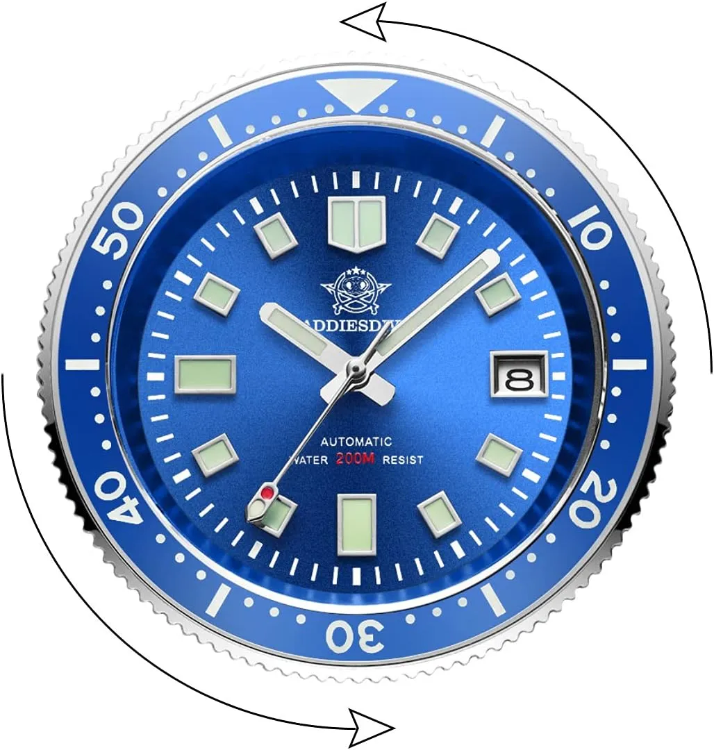 ADDIESDIVE Automatic Diver 200 M Mens Watch Luminescent Mechanical NH35A Analog Stainless Steel