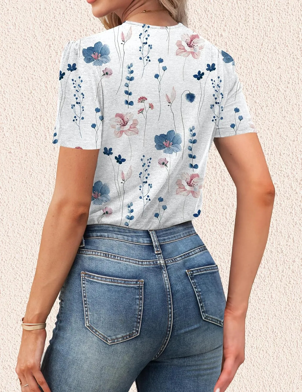 Agnes Urban Womens Tops Dressy Casual V Neck Short Sleeve Shirts Summer Loose T Shirts Trendy Tops Tunic Blouses