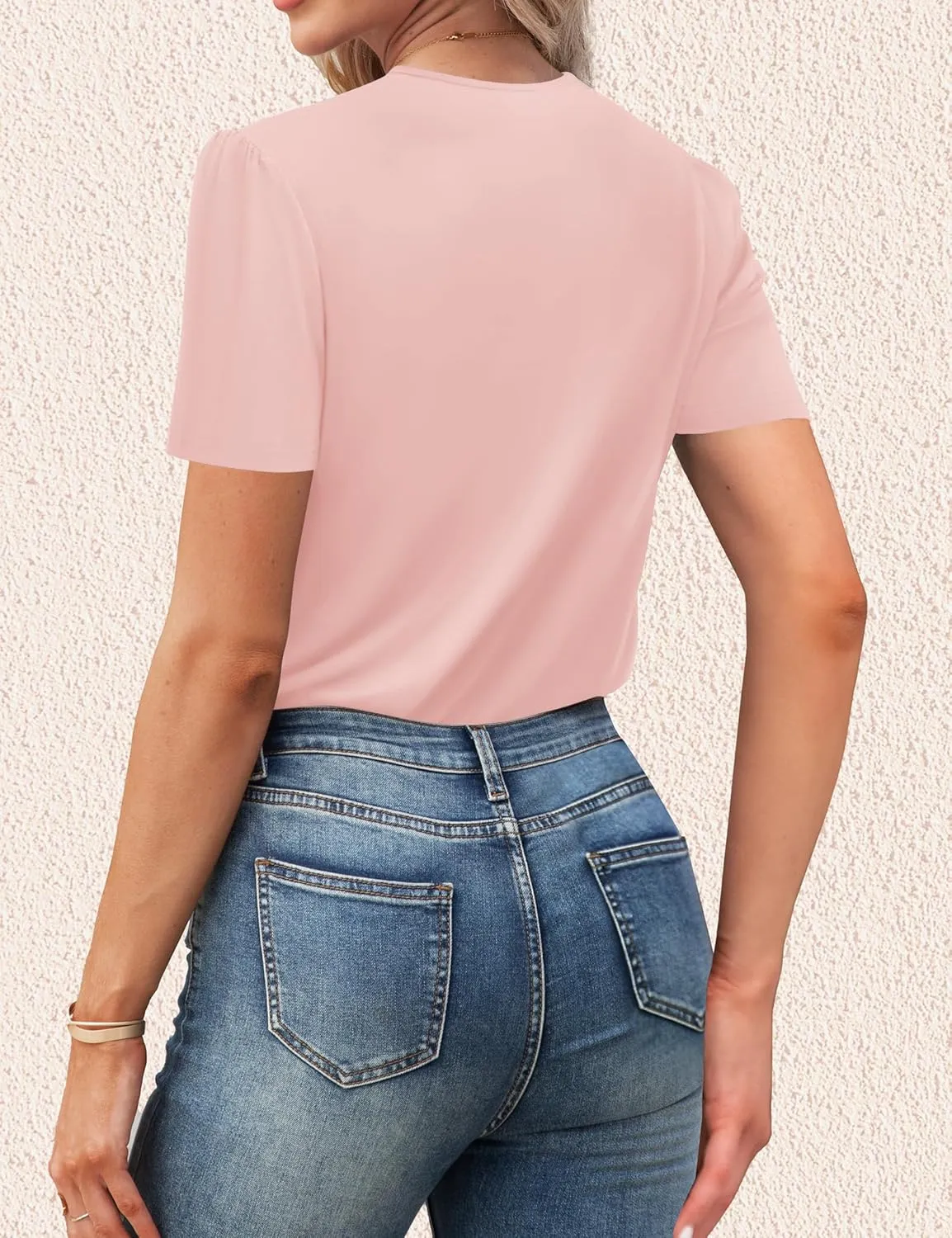 Agnes Urban Womens Tops Dressy Casual V Neck Short Sleeve Shirts Summer Loose T Shirts Trendy Tops Tunic Blouses