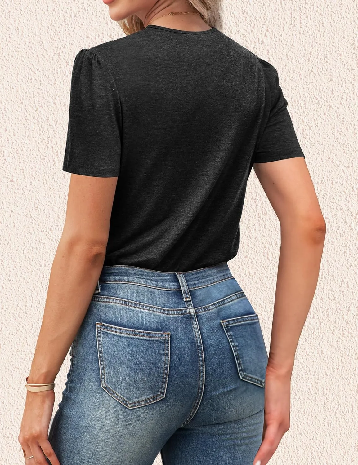 Agnes Urban Womens Tops Dressy Casual V Neck Short Sleeve Shirts Summer Loose T Shirts Trendy Tops Tunic Blouses