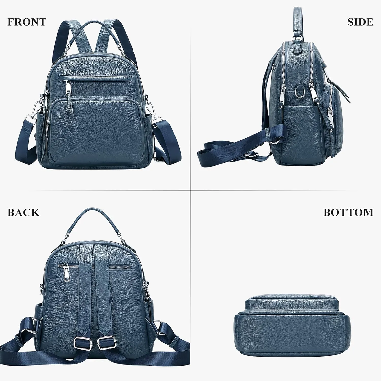 ALTOSY Genuine Leather Backpack for Women Small Convertible Backpack Purse Ladies Shoulder Bag 4 in 1 to Carry