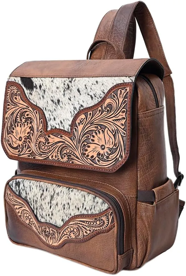 American Darling Backpack Hand Tooled Hair On Genuine Leather Western Women Bag Handbag Purse | Backpack for Women | Laptop Backpack | Backpack for School | Backpack Purse