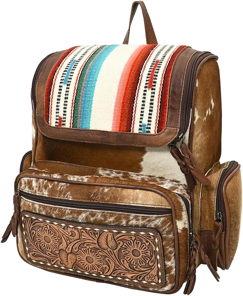 American Darling Backpack Hand Tooled Saddle Blanket Fabric Genuine Leather Western Women Bag Handbag Purse | Backpack for Women | Laptop Backpack | Backpack for School | Backpack Purse