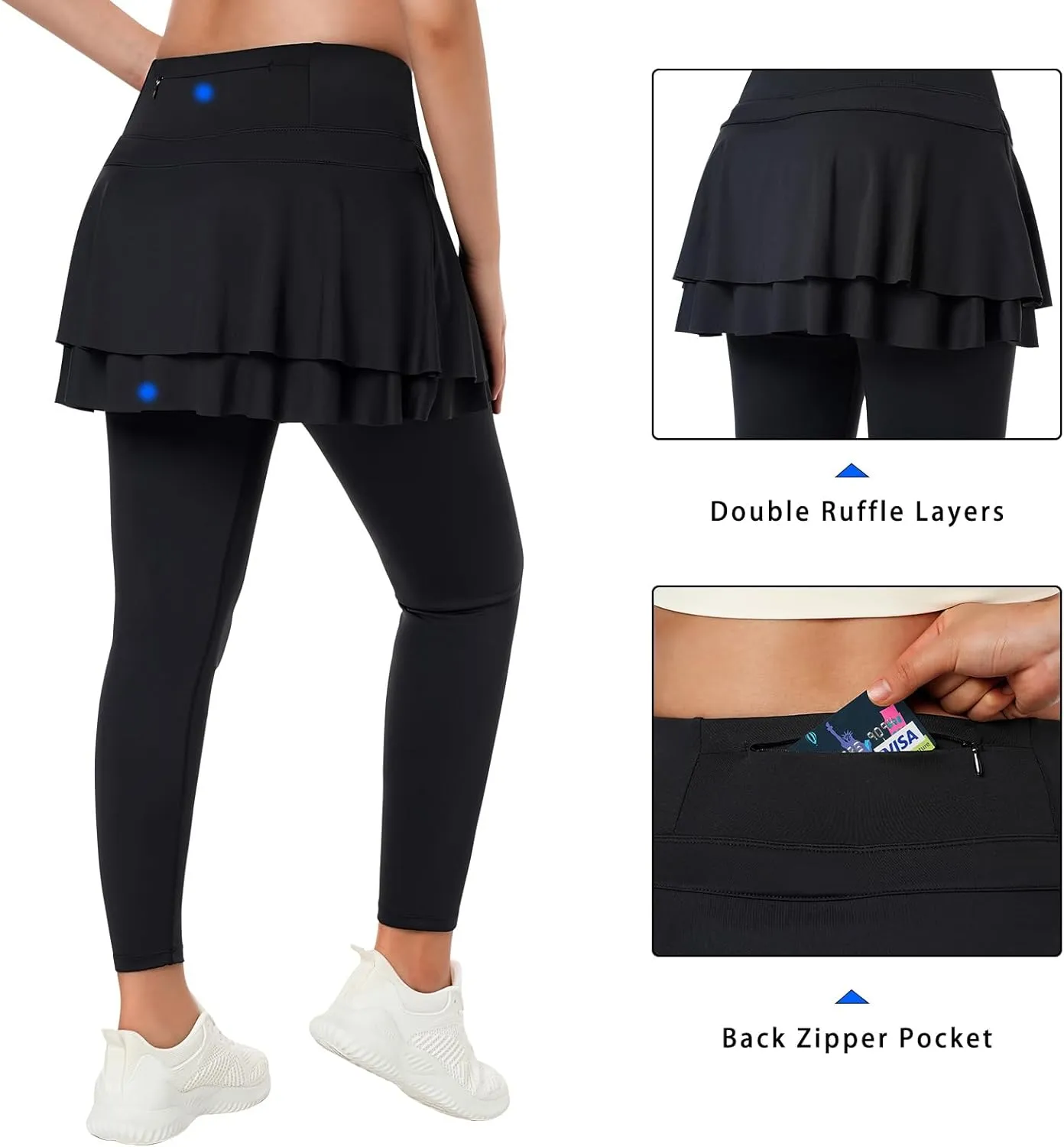 ANIVIVO Skirted Leggings for Women Capri, Athletic Tennis Skirt with Leggings Golf Pickleball Clothes with Pockets