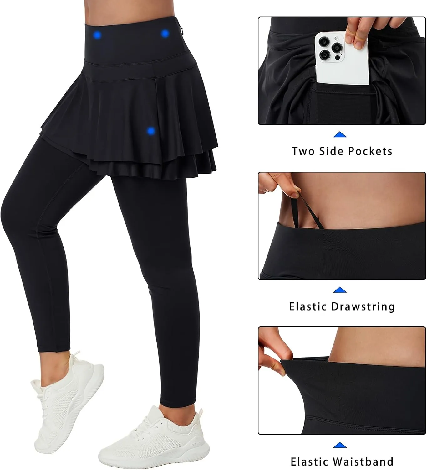 ANIVIVO Skirted Leggings for Women Capri, Athletic Tennis Skirt with Leggings Golf Pickleball Clothes with Pockets
