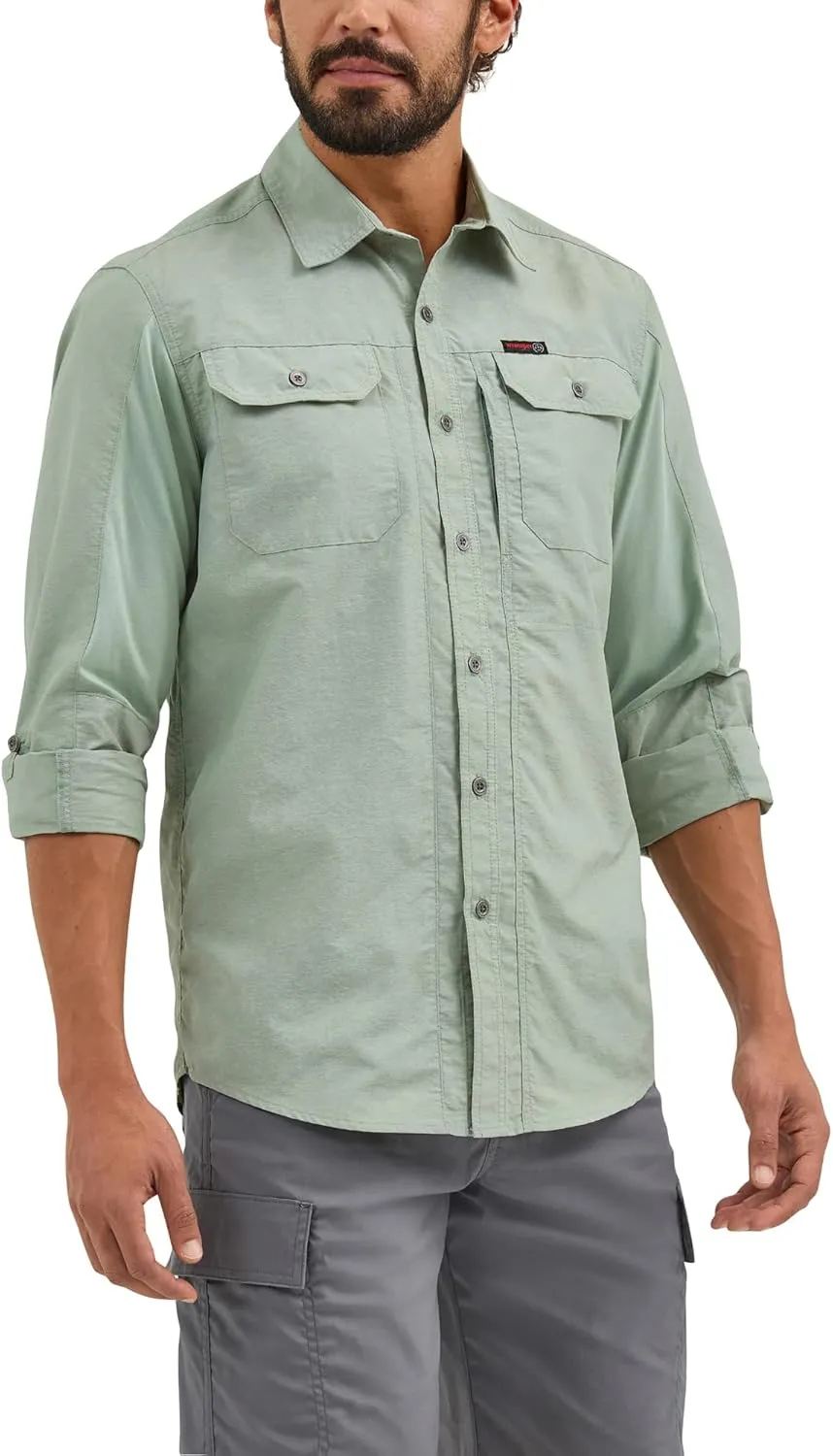 ATG by Wrangler Men's Long Sleeve Mixed Material Shirt
