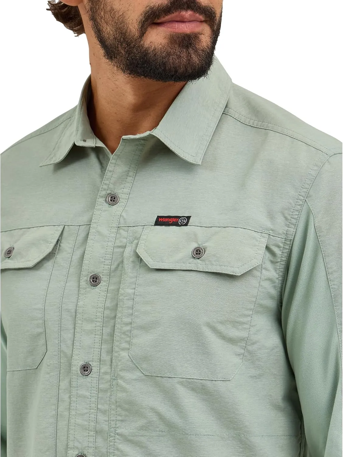 ATG by Wrangler Men's Long Sleeve Mixed Material Shirt