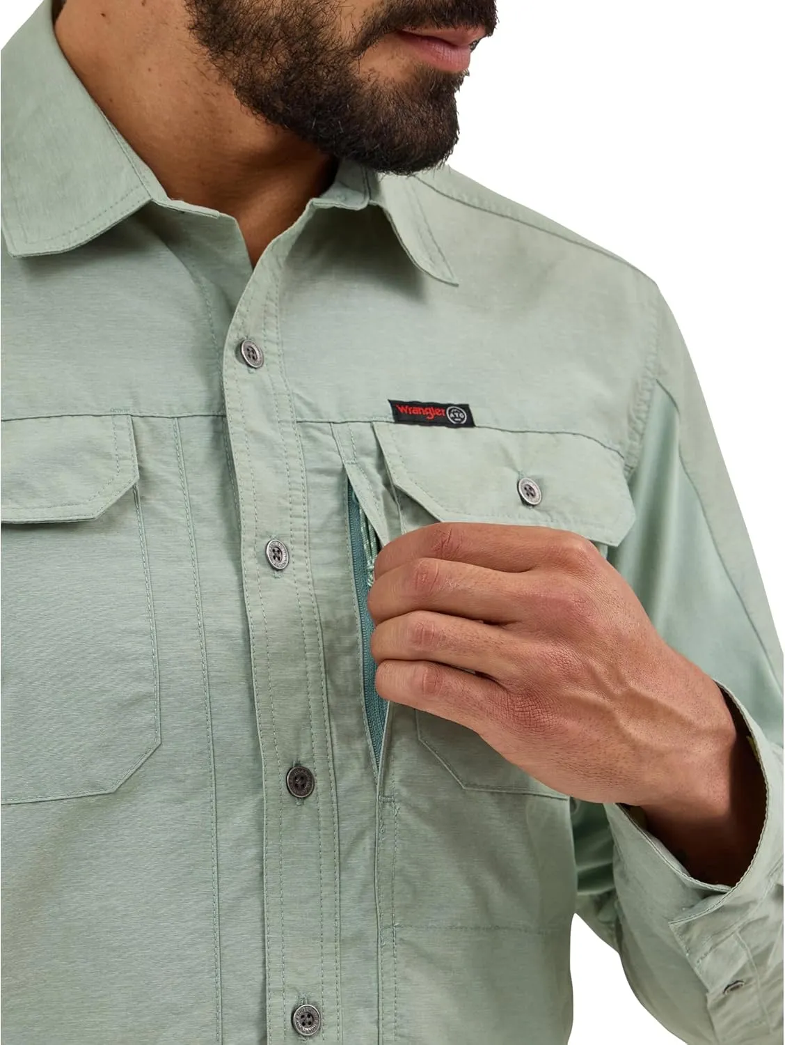 ATG by Wrangler Men's Long Sleeve Mixed Material Shirt