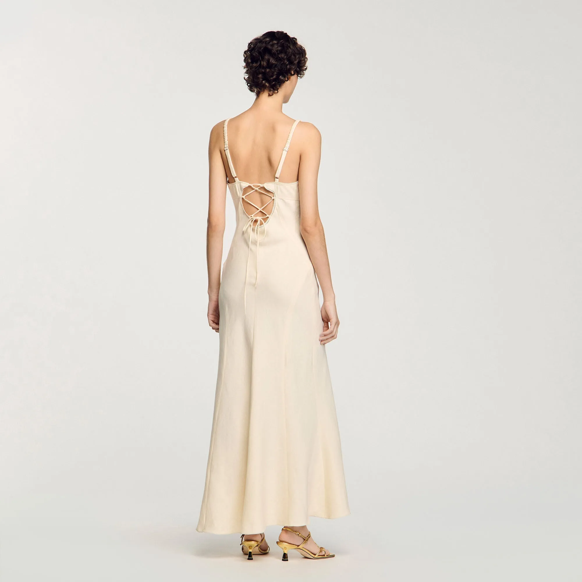 Aubepine Maxi Dress With Straps Ecru