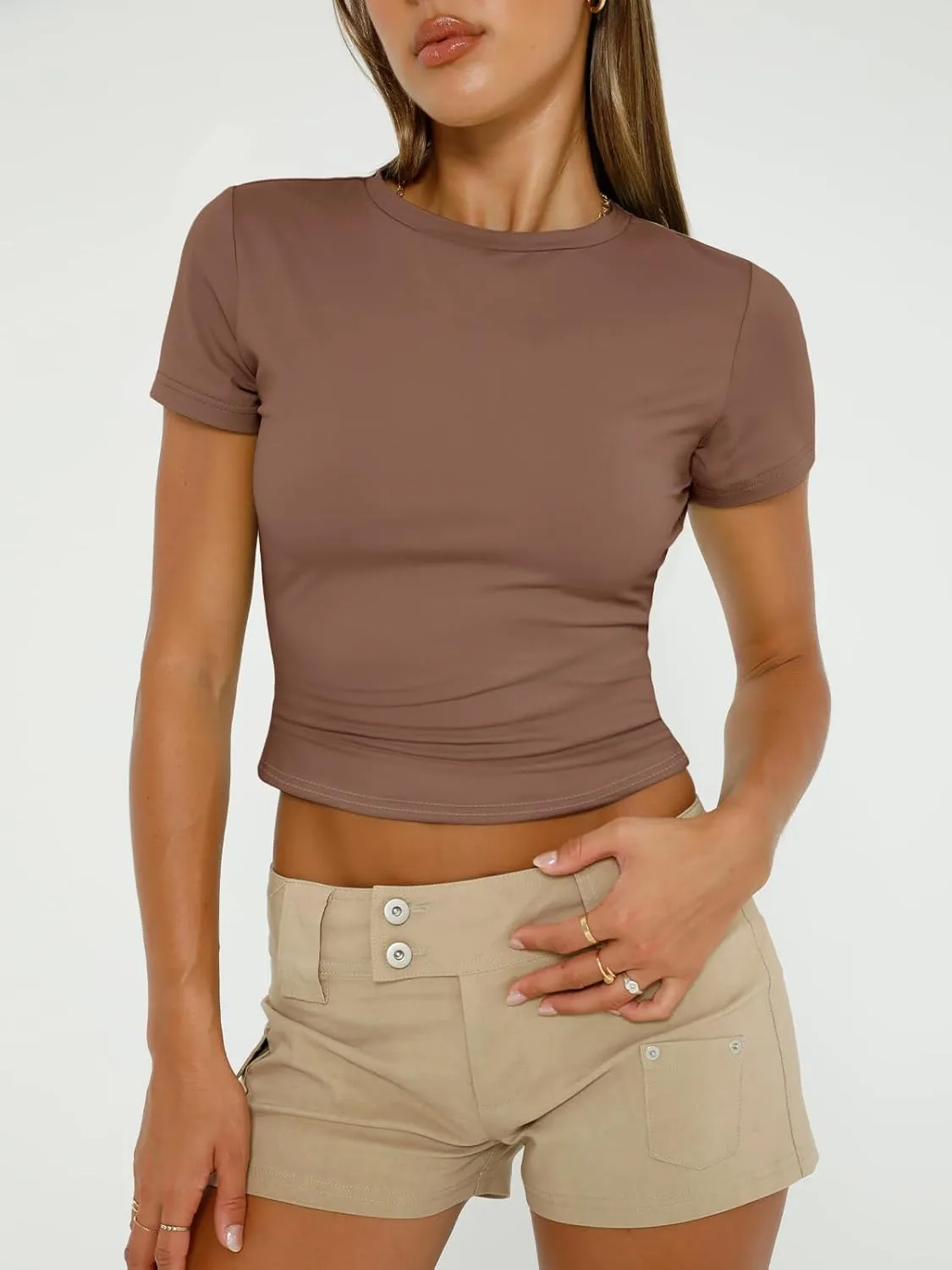 AUTOMET Womens 3 Piece Short Sleeve Shirts Basic Going Out Slim Fitted Crop Tops 2025 Summer Y2k Clothes
