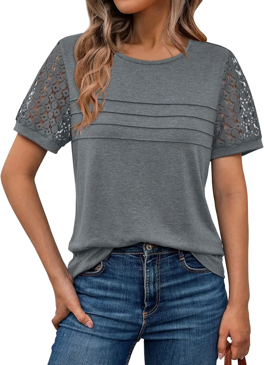 AUTOMET Women's Short Sleeve Shirts Dressy Lace Summer Tops 2025 Spring Trendy Casual T-Shirts Cute Work Outfits Blouses
