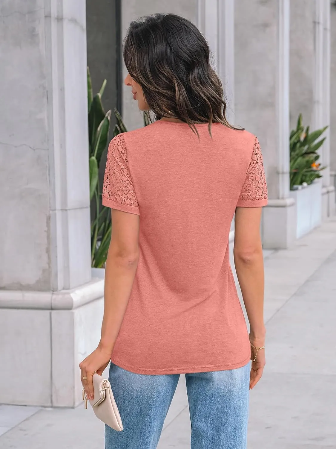 AUTOMET Women's Short Sleeve Shirts Dressy Lace Summer Tops 2025 Spring Trendy Casual T-Shirts Cute Work Outfits Blouses