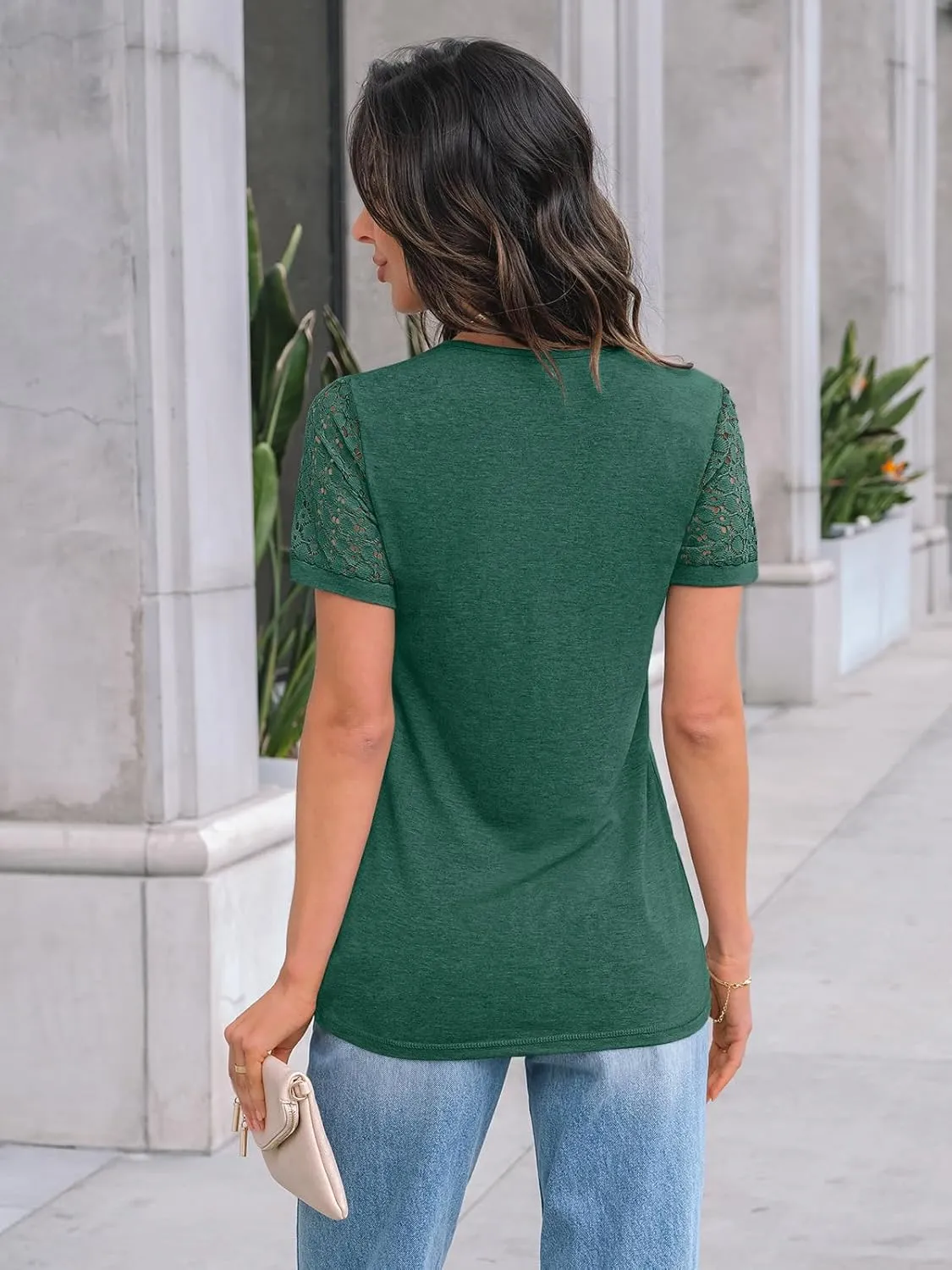 AUTOMET Women's Short Sleeve Shirts Dressy Lace Summer Tops 2025 Spring Trendy Casual T-Shirts Cute Work Outfits Blouses