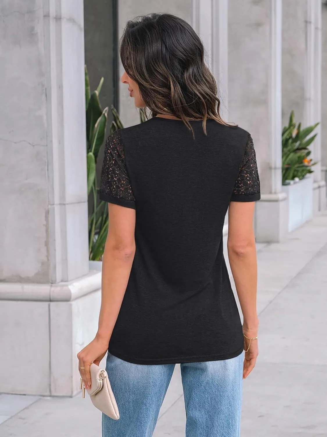 AUTOMET Women's Short Sleeve Shirts Dressy Lace Summer Tops 2025 Spring Trendy Casual T-Shirts Cute Work Outfits Blouses