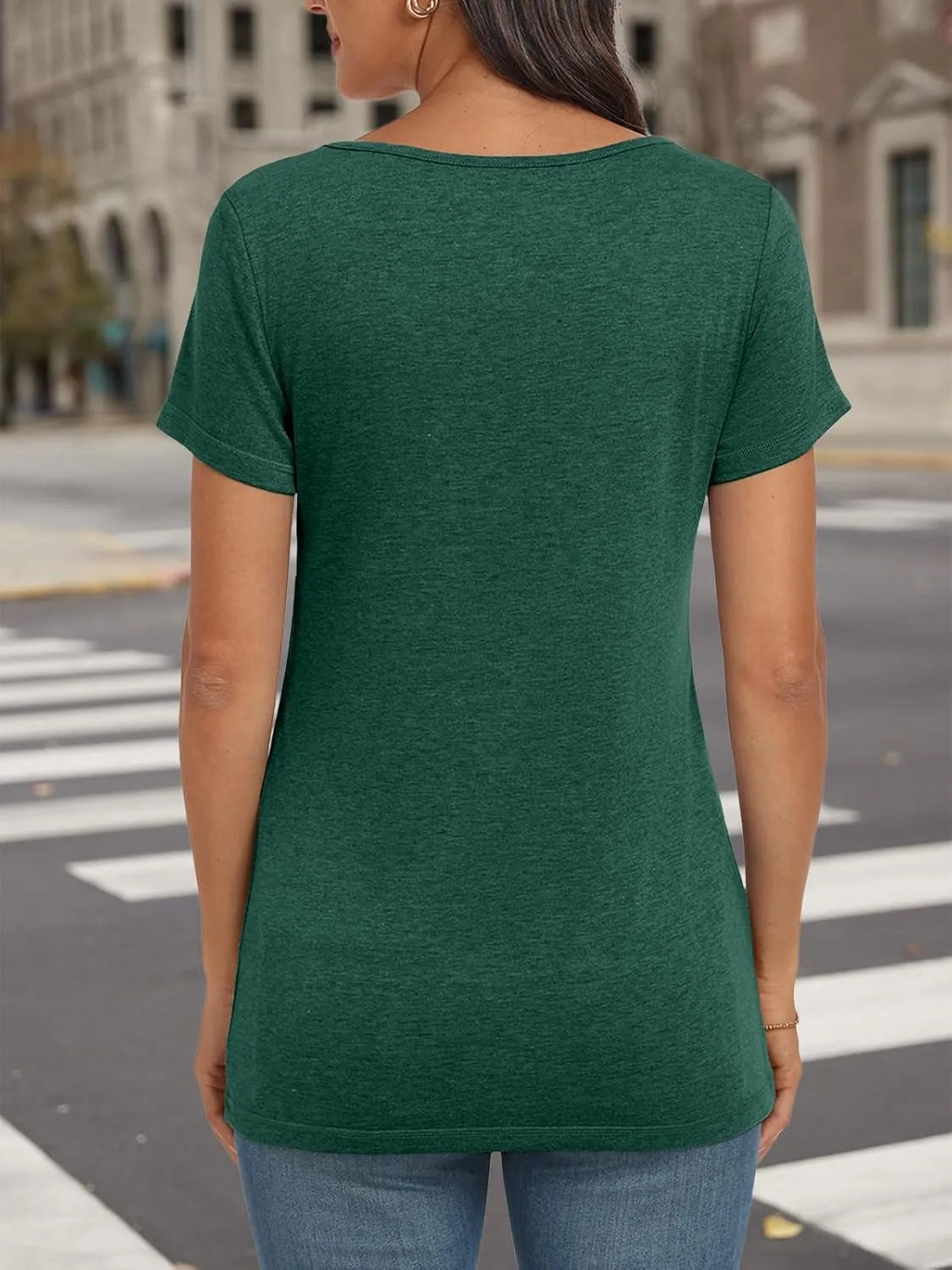 AUTOMET Womens Tops Casual Spring Summer Tshirts 2025 Short Sleeve Square Neck Basic Tee Outfits
